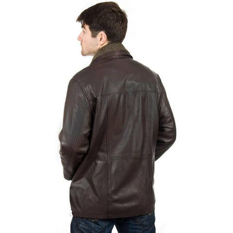 Gava Men's Casual Wear Leather Car Coat - Classic Real Lambskin Leather Carcoat Winter Jackets For Men.