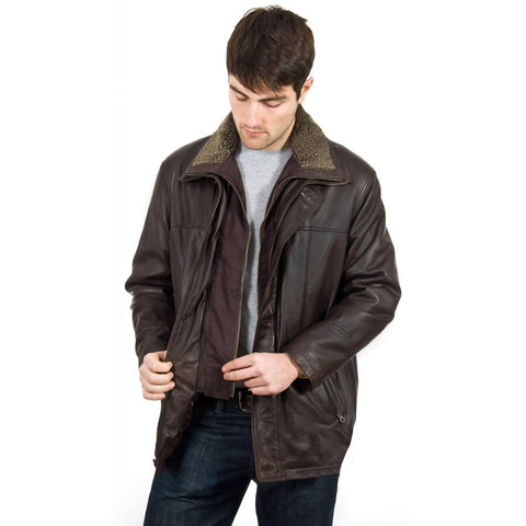 Gava Men's Casual Wear Leather Car Coat - Classic Real Lambskin Leather Carcoat Winter Jackets For Men.