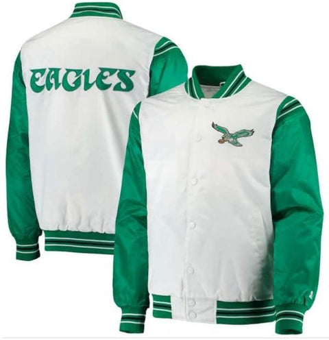Gava Men's Philadelphia Varsity Style Letterman Bomber Jacket - Eagles Windbreaker Windproof Polyester Jacket For Men.